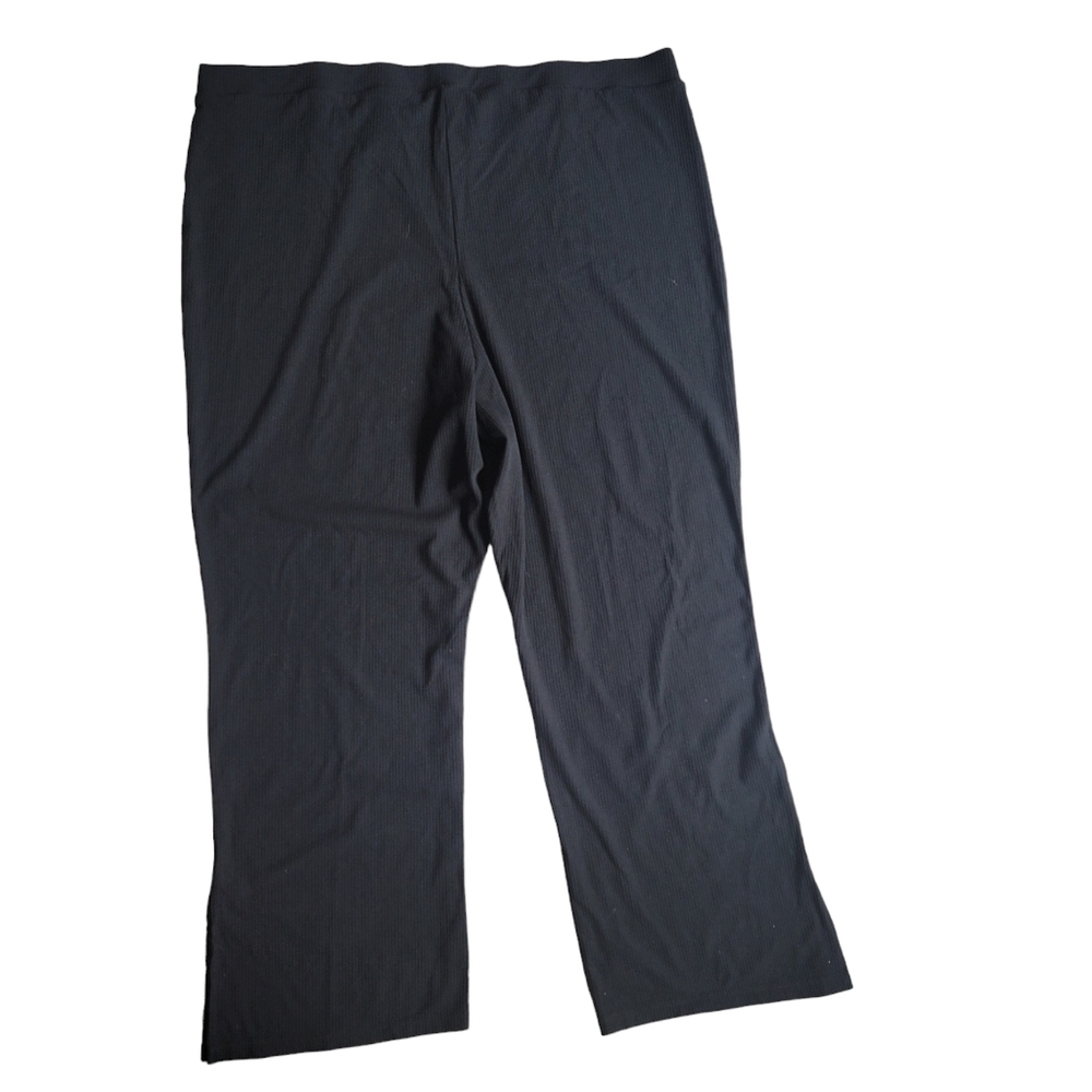 The‎ Drop 3X Black Ribbed Straight Leg Elastic Waist Pull-On Pants